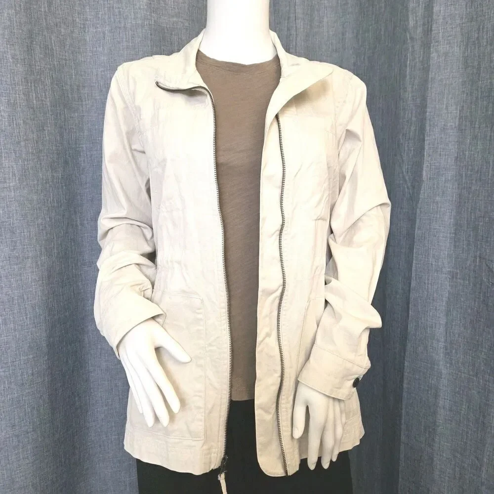 GAP Utility Jacket Women's S Ivory Cotton Cinched Waist